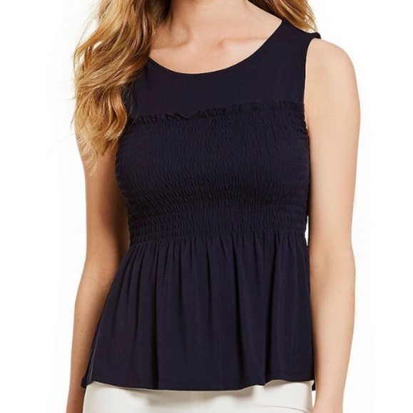 NWT GIANNI BINI JEMMA SMOCKED RUFFLE PEPLUM TANK - Picture 2 of 2